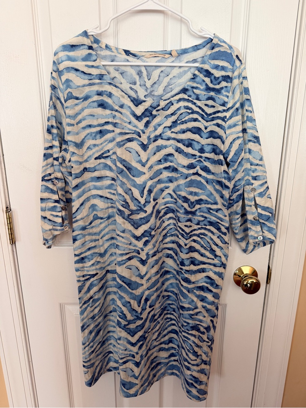 Women’s Soft Surroundings Blue Print Shift Dress Size XL